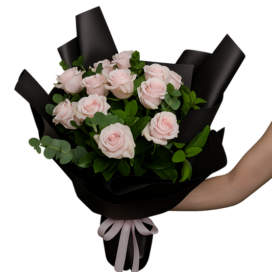 12 Pink Roses Bouquet