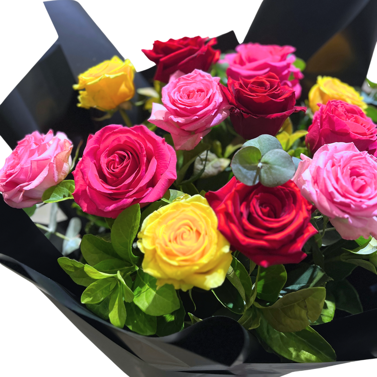 12 Mixed Coloured Roses Bouquet