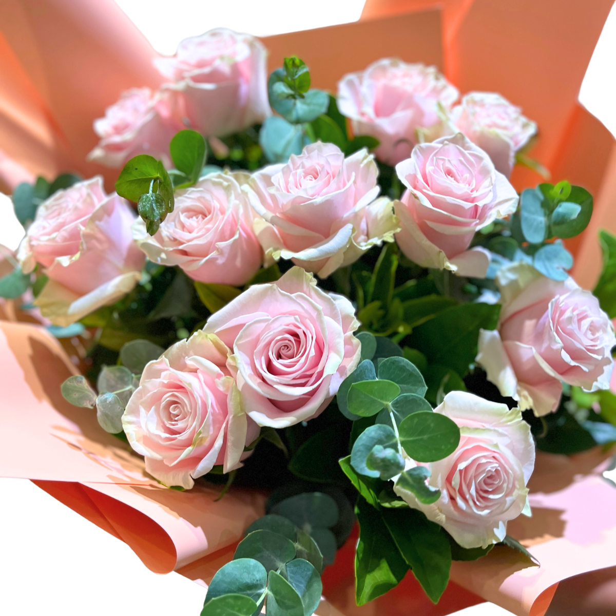 12 Pink Roses Bouquet