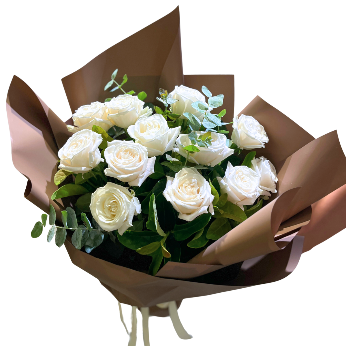12 White Roses Bouquet