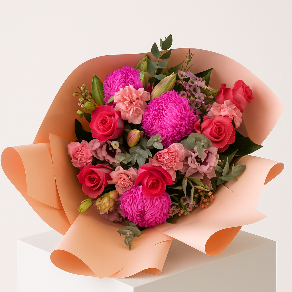 pink themed flower bouquet