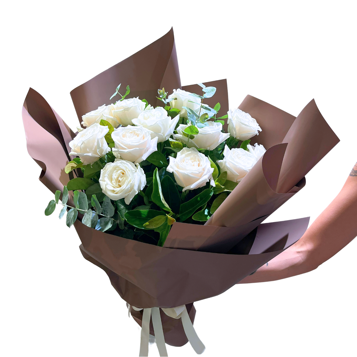 12 White Roses Bouquet