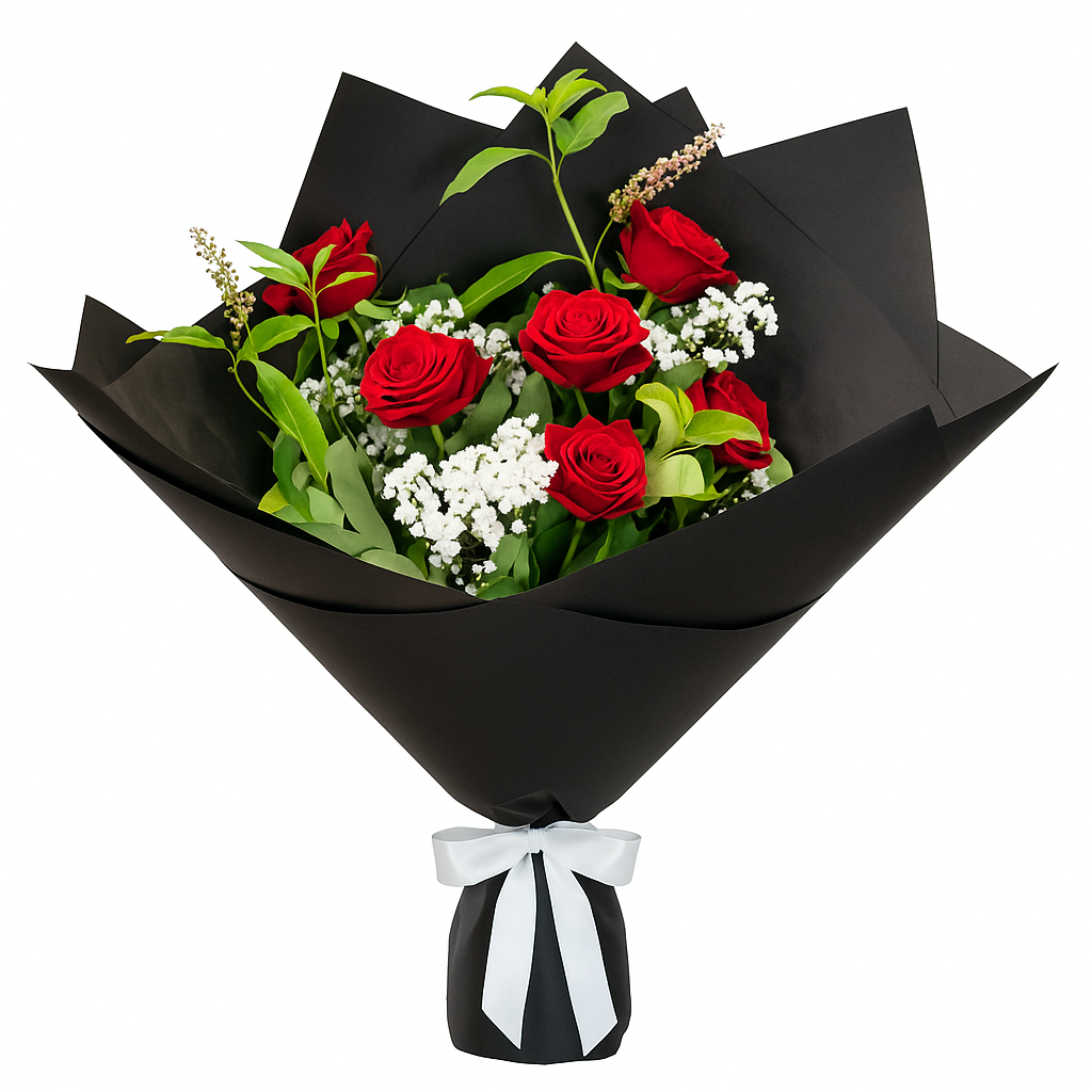 6 Red Roses Bouquet Half Dozen