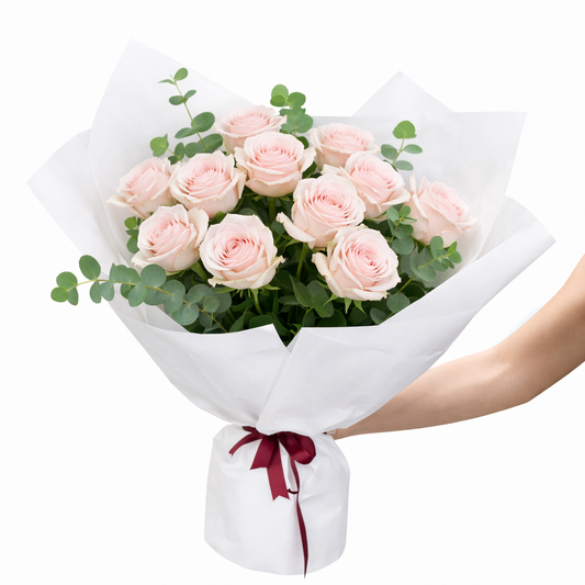12 Pink Roses Bouquet