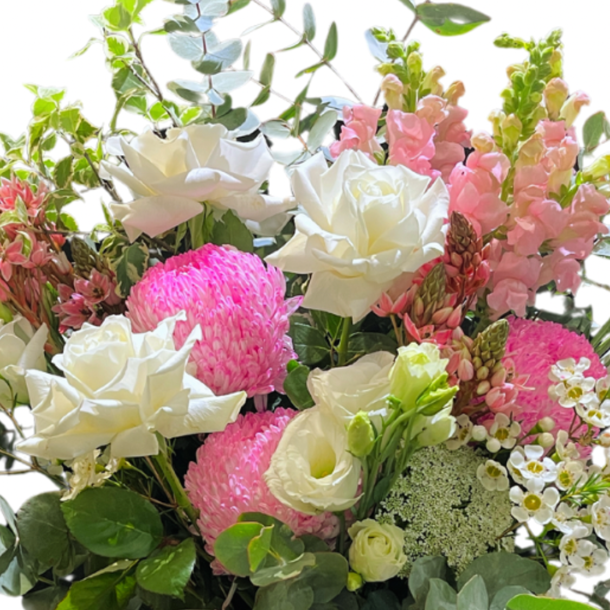 Close up florist choice front facing pink