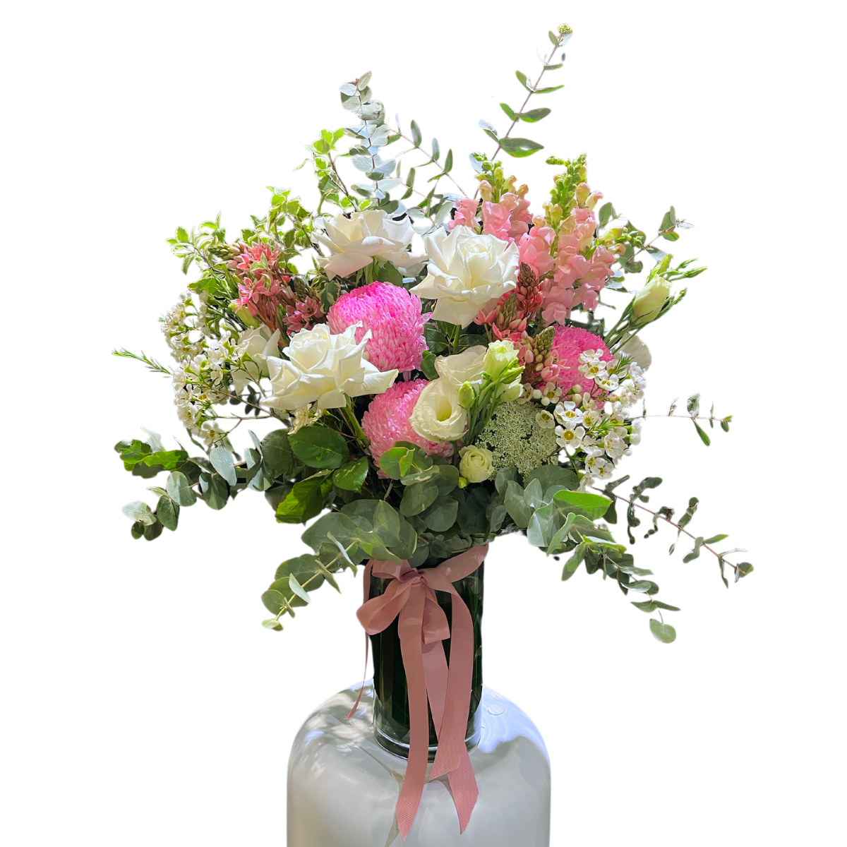 Florist Choice Front Facing Vased Arrangment Pink 