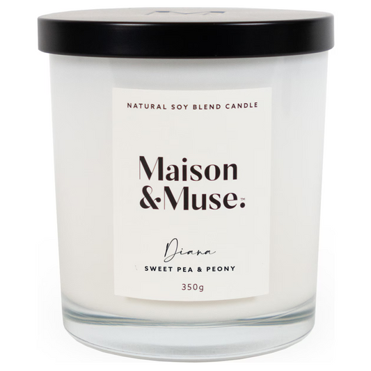 Maison & Muse - Natural Soy Blend Candle, Diana - Sweet Pea & Peony